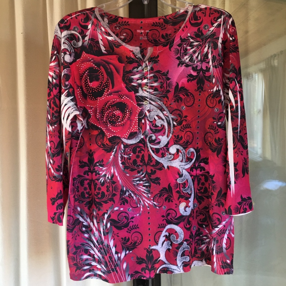 Style & Co Women’s Embellished Red Top